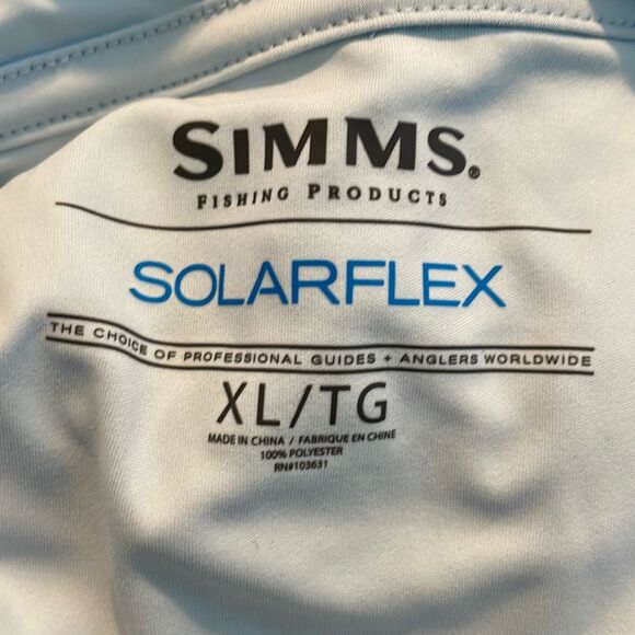 Simms Solarflex Long-Sleeve Performance Hoodie Blue Chill Print XL - Picture 8 of 9